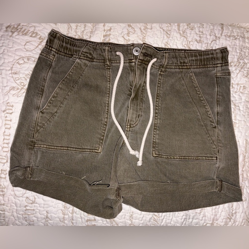 Casual Green Drawstring Shorts